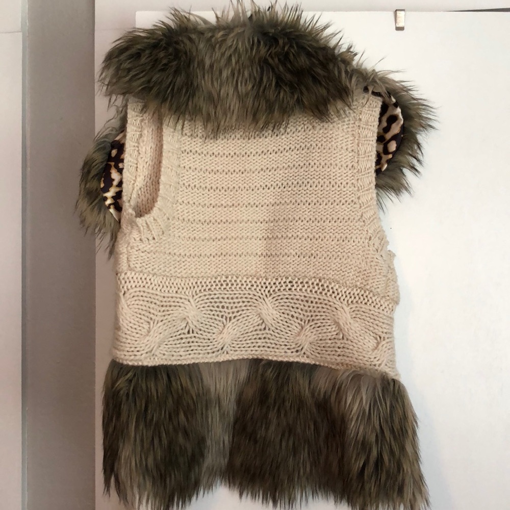 Jessica Simpson cable knit fur vest